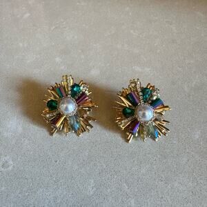 Gold and Multicolor Statement Earring- hypoallergenic and chic vintage bohemian